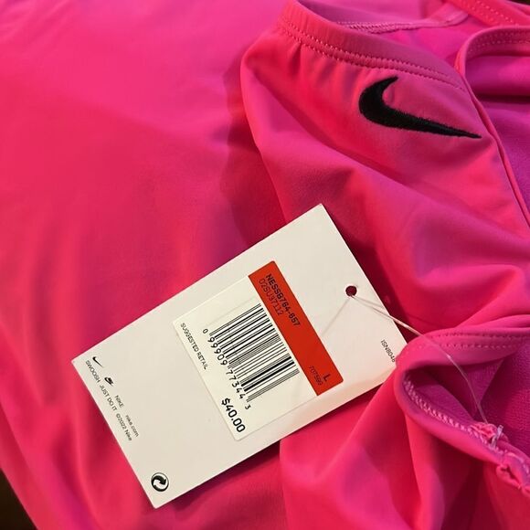 Nike Hydrastrong Solid Cut Out RacerBack One Piece Swimsuit Girls Pink - Picture 2 of 2